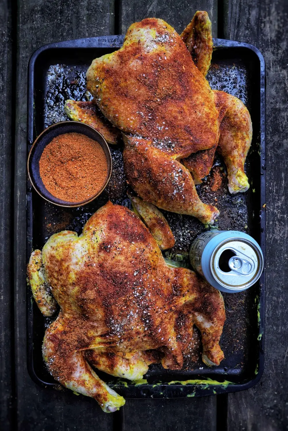 Season simply, but boldly and always remember, 30% of the seasoning will be lost to the grill and basting during the process of the smoke.