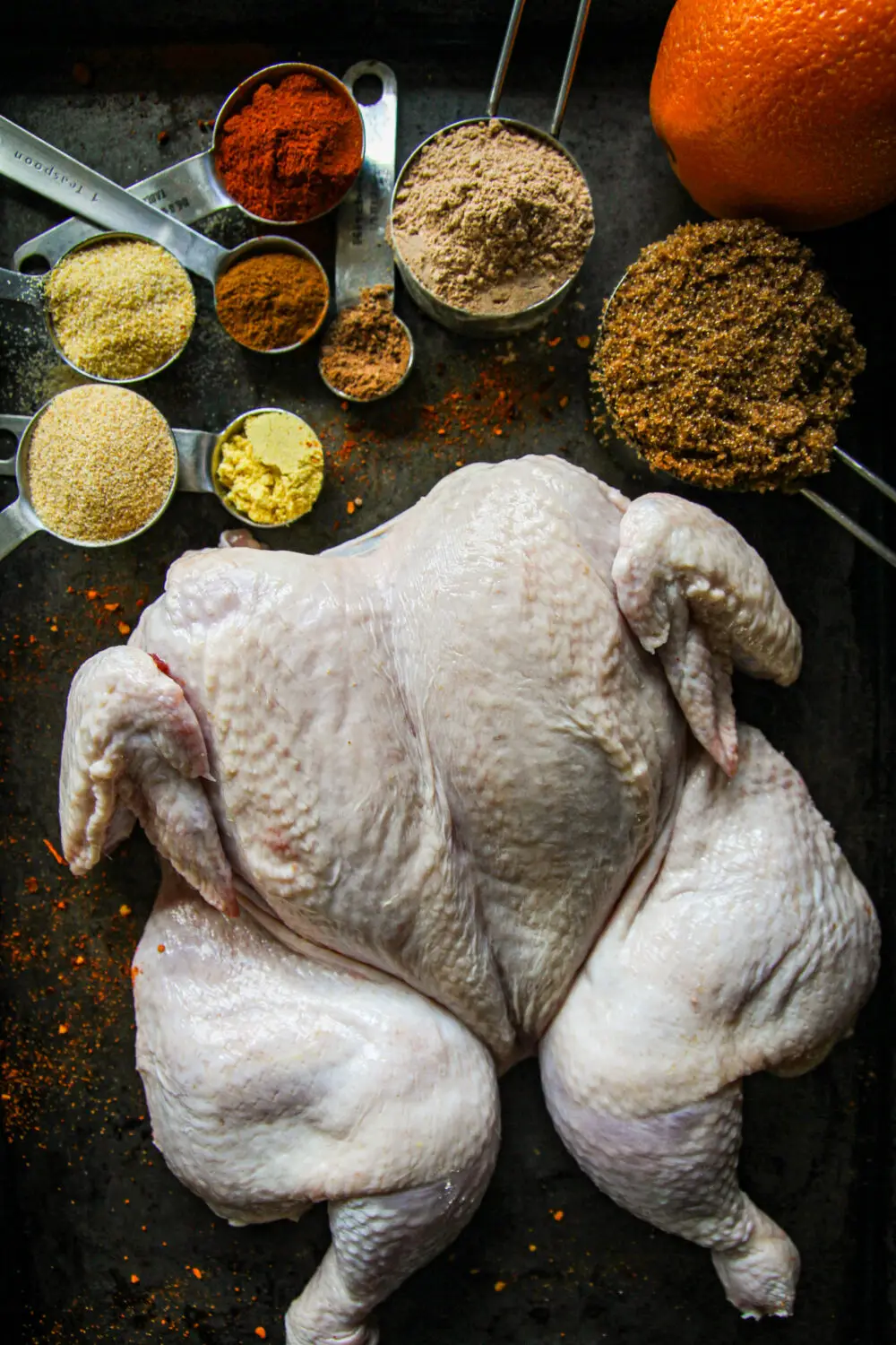 whole chicken and spices