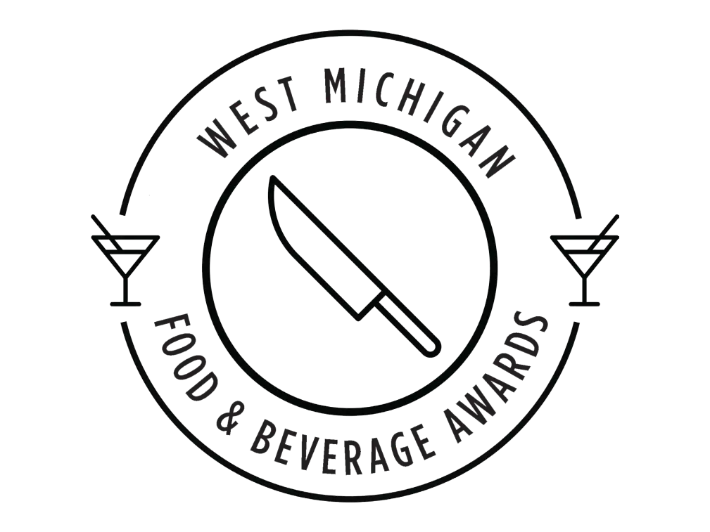 West Michigan Food & Beverage Awards logo with knife and cocktail glass icons.